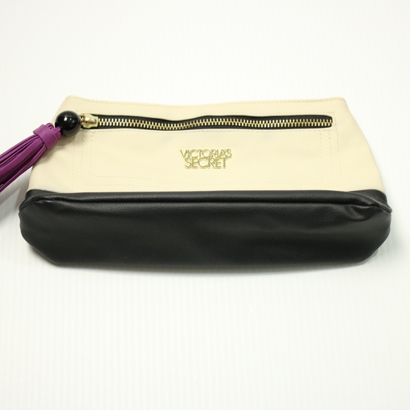 Victoria's Secret Cream and Black Tassel Cosmetic Bag - Picture 4 of 5